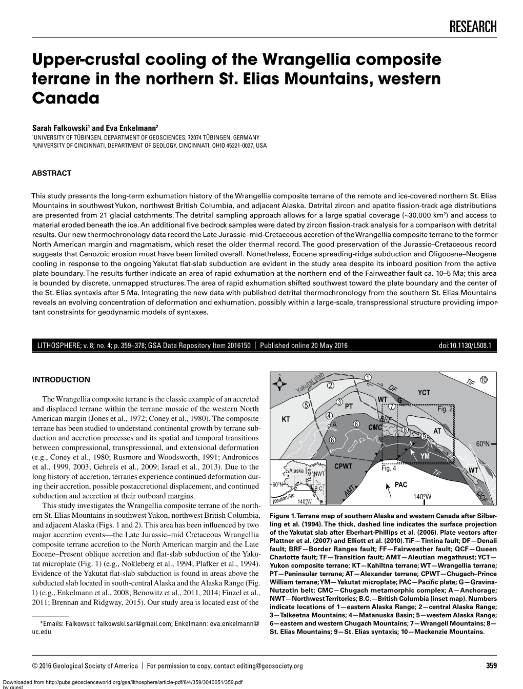 Upper-Crustal Cooling of the Wrangellia Composite Terrane in the Northern St. Elias Mountains, Western Canada