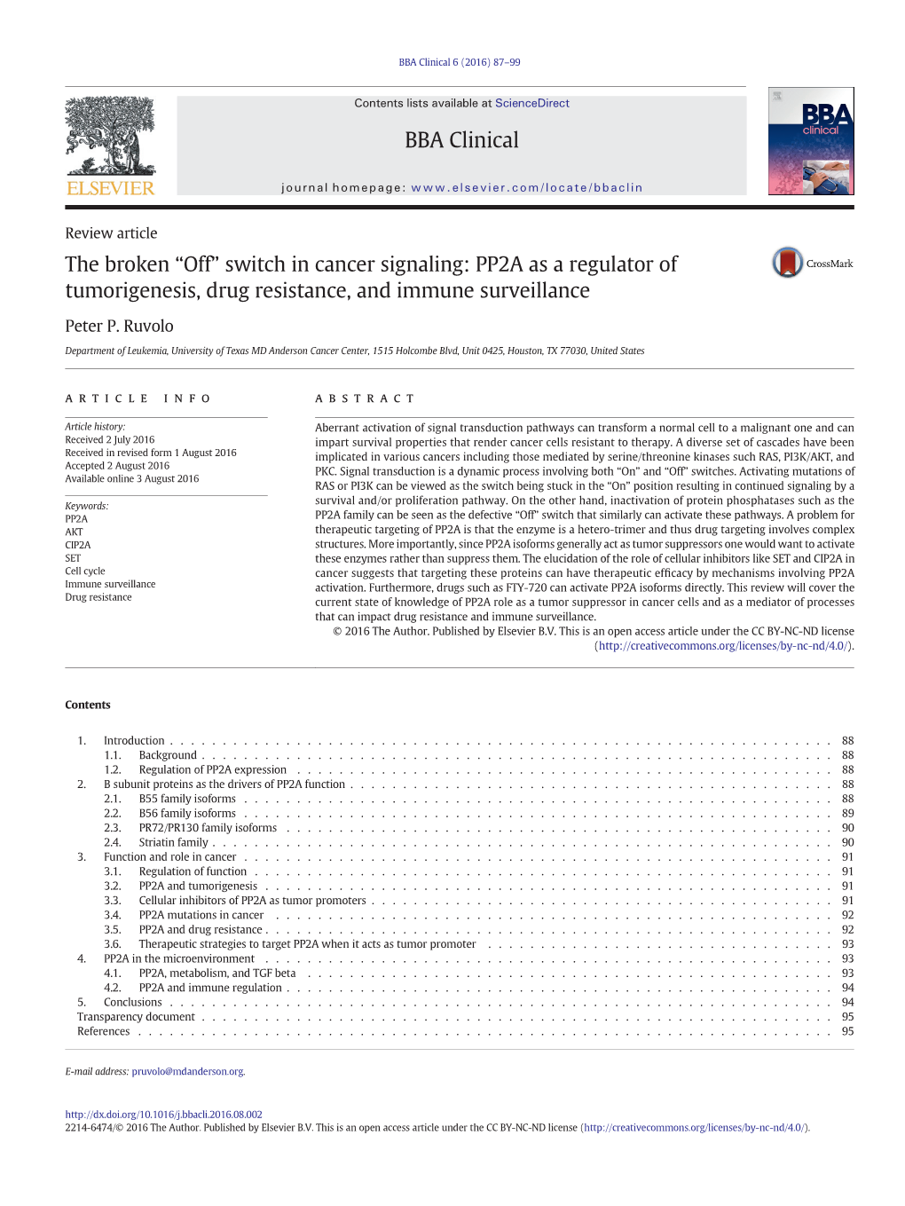 “Off” Switch in Cancer Signaling: PP2A As a Regulator of Tumorigenesis, Drug Resistance, and Immune Surveillance