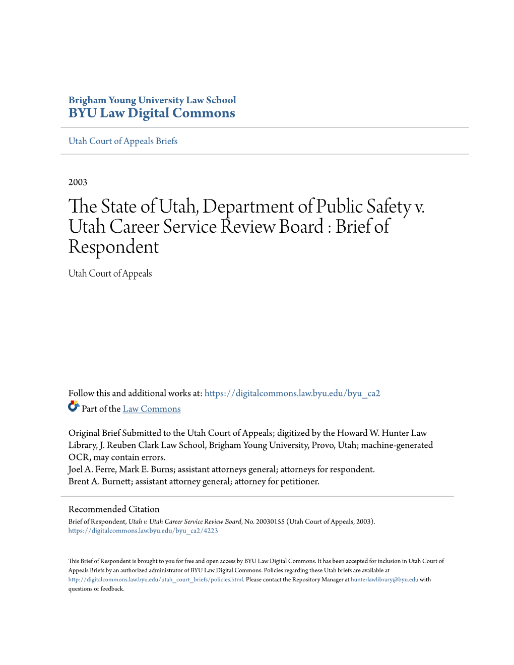 The State of Utah, Department of Public