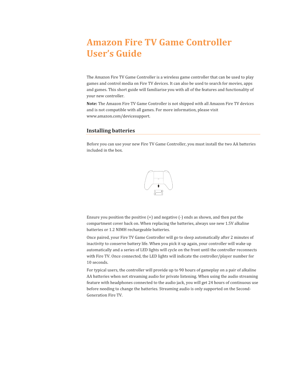 Amazon Fire TV Game Controller User's Guide