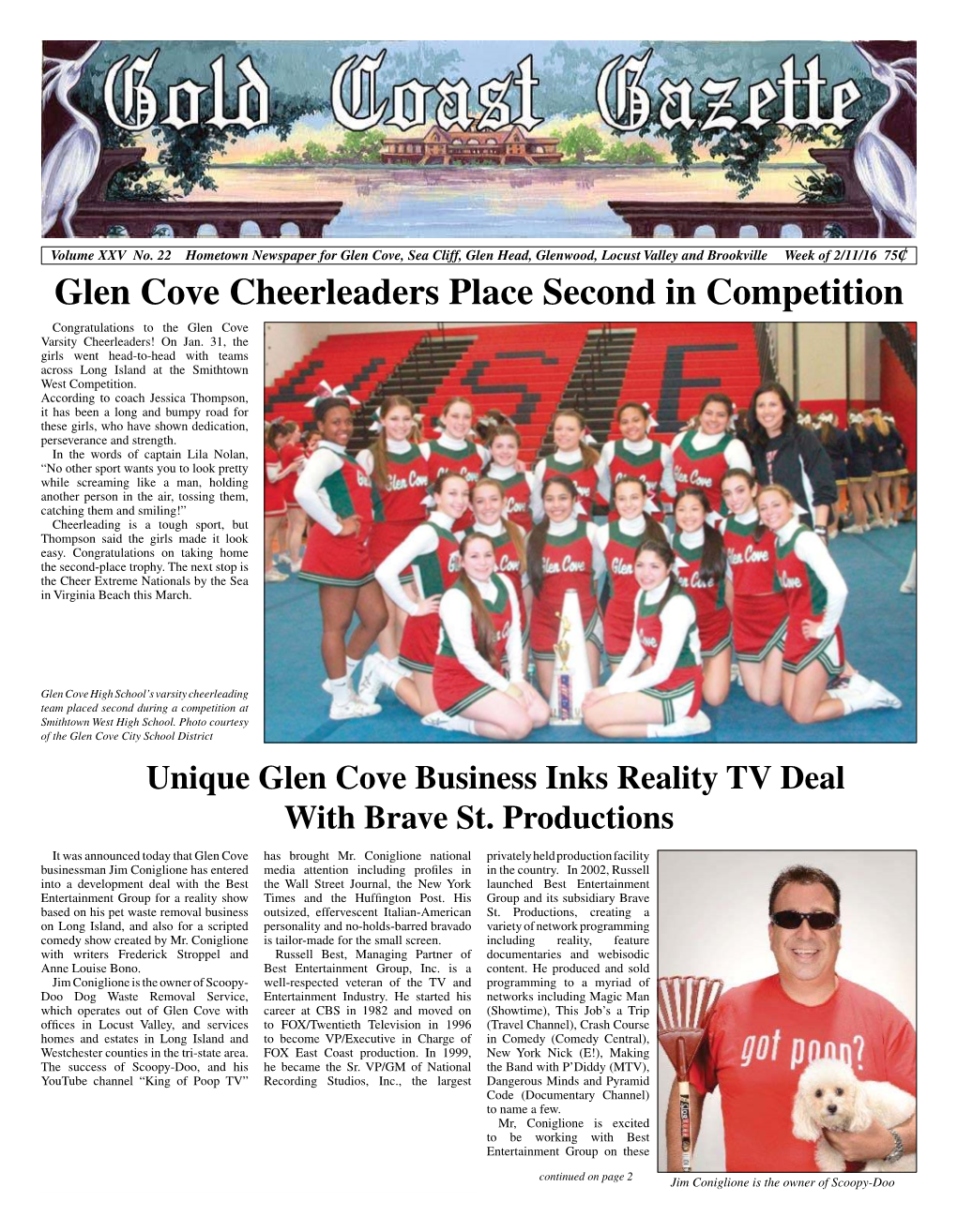 Glen Cove Cheerleaders Place Second in Competition Congratulations to the Glen Cove Varsity Cheerleaders! on Jan