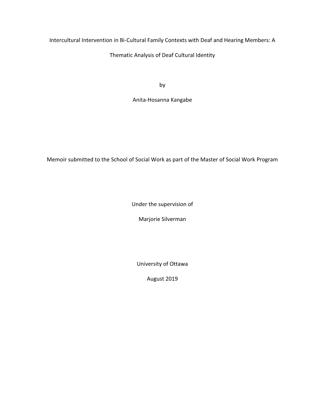 Intercultural Intervention in Bi-Cultural Family Contexts with Deaf and Hearing Members: A