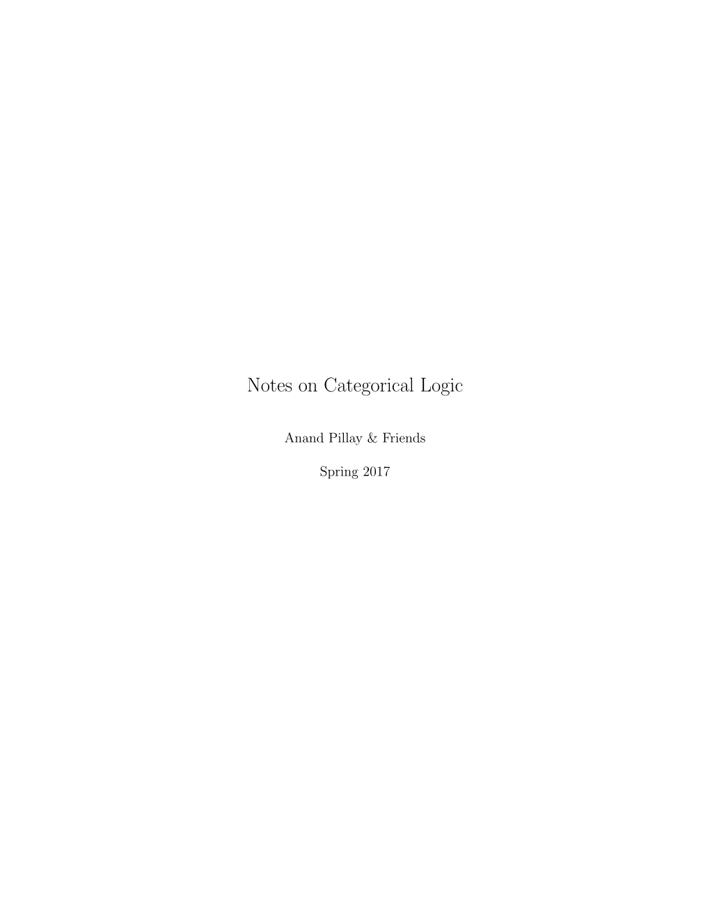 Notes on Categorical Logic