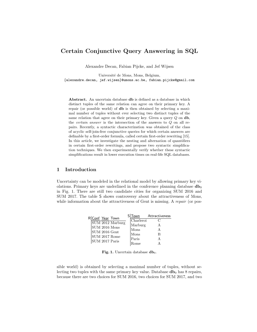 Certain Conjunctive Query Answering in SQL