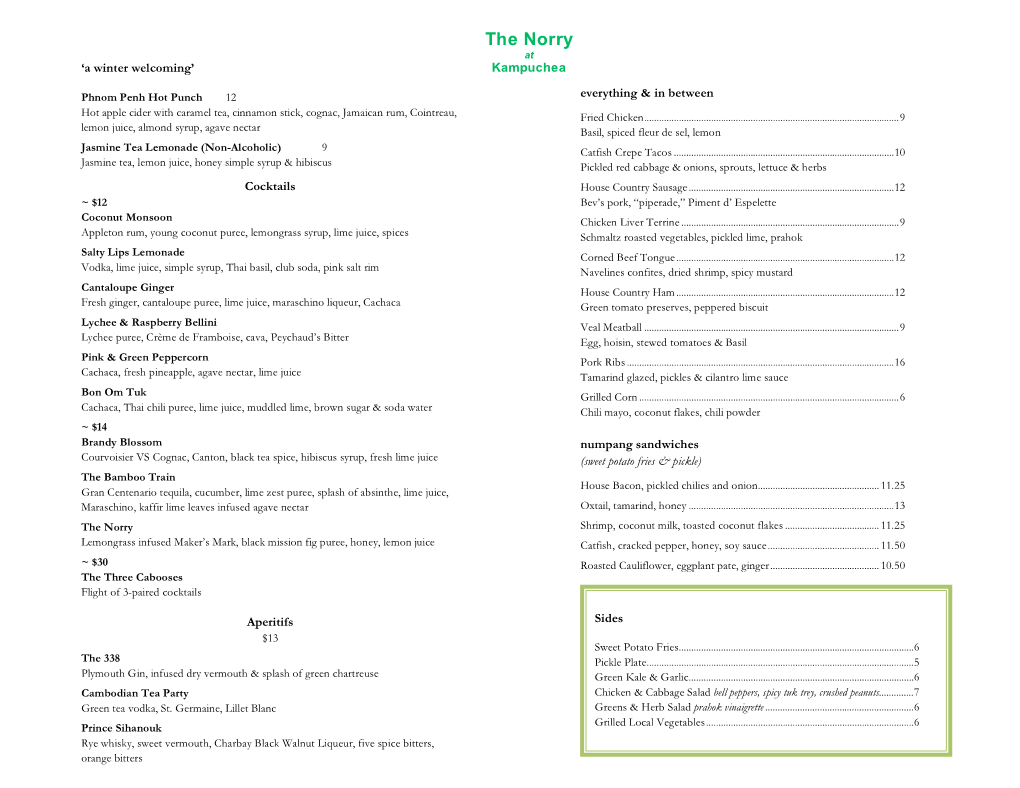 The Norry Menu