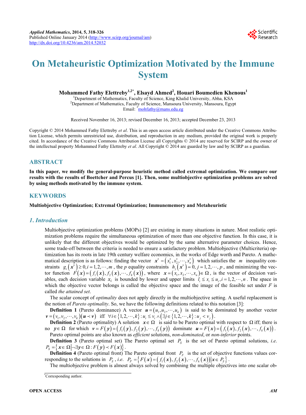 On Metaheuristic Optimization Motivated by the Immune System