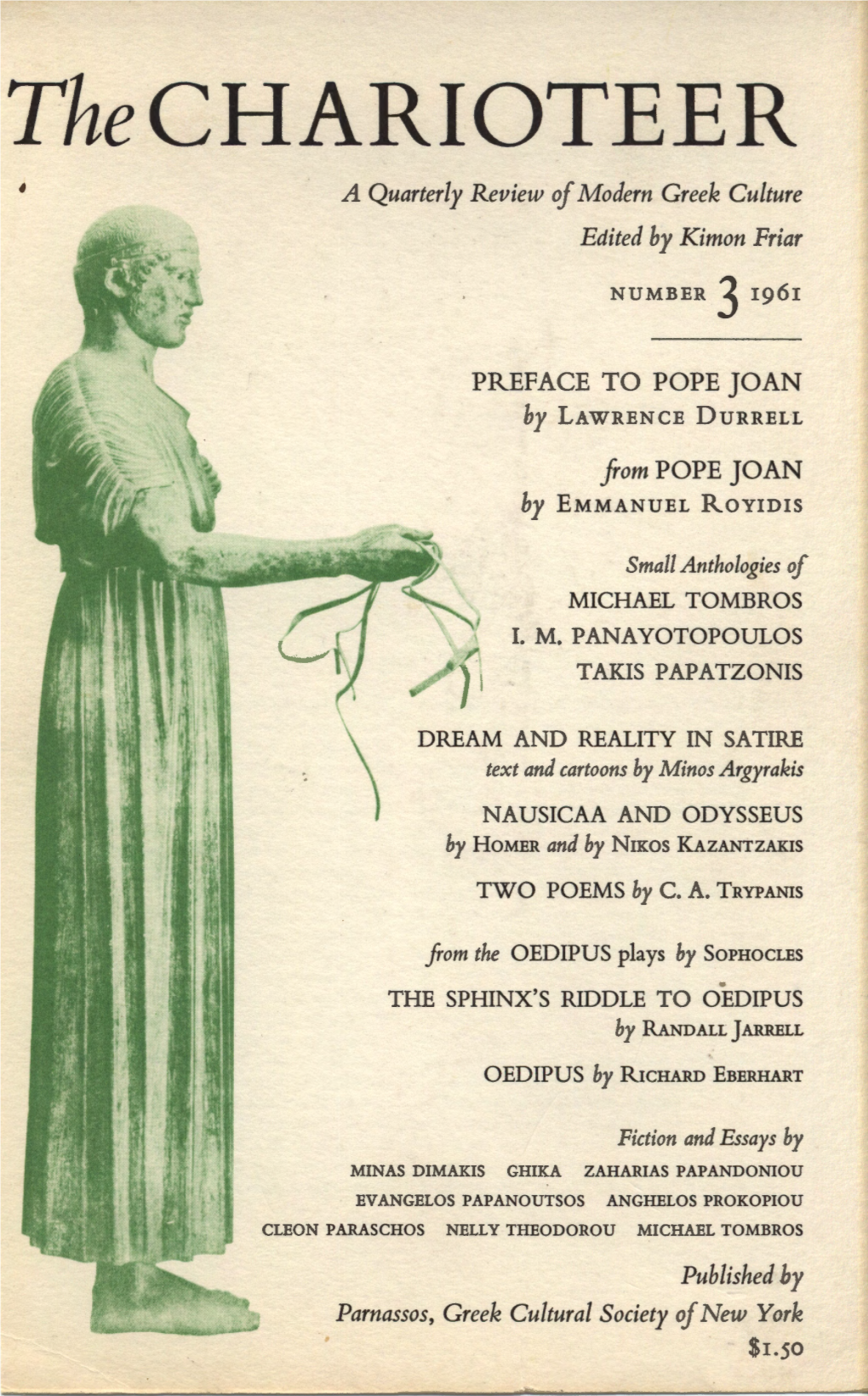 The CHARIOTEER ' a Quarterly Review of Modern Greek Culture Edited by Kimon Friar