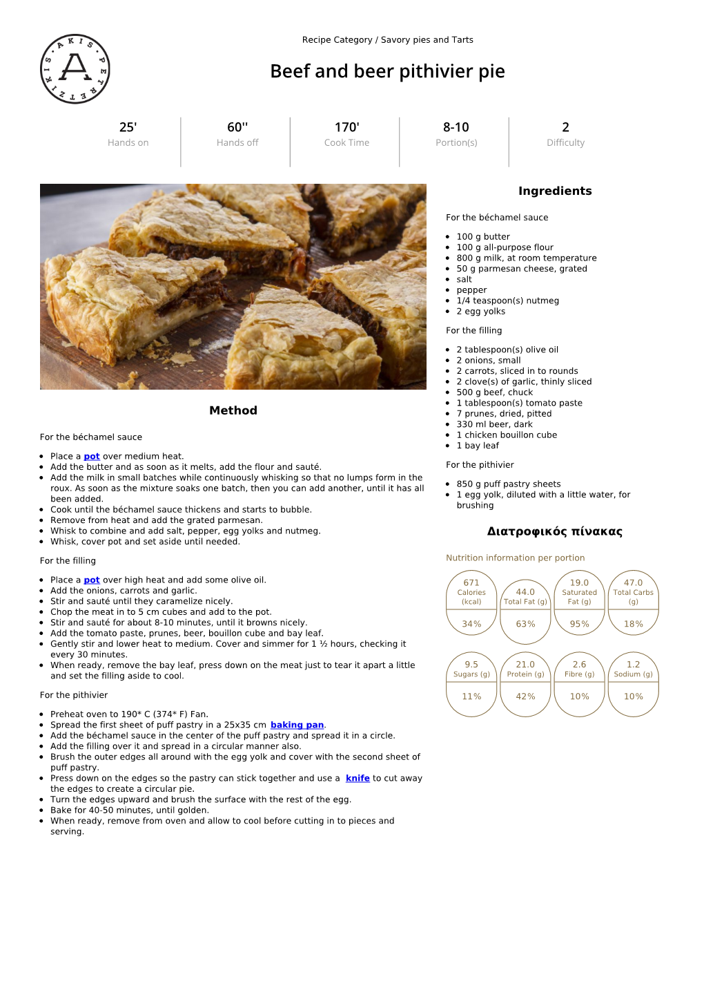 Beef and Beer Pithivier Pie