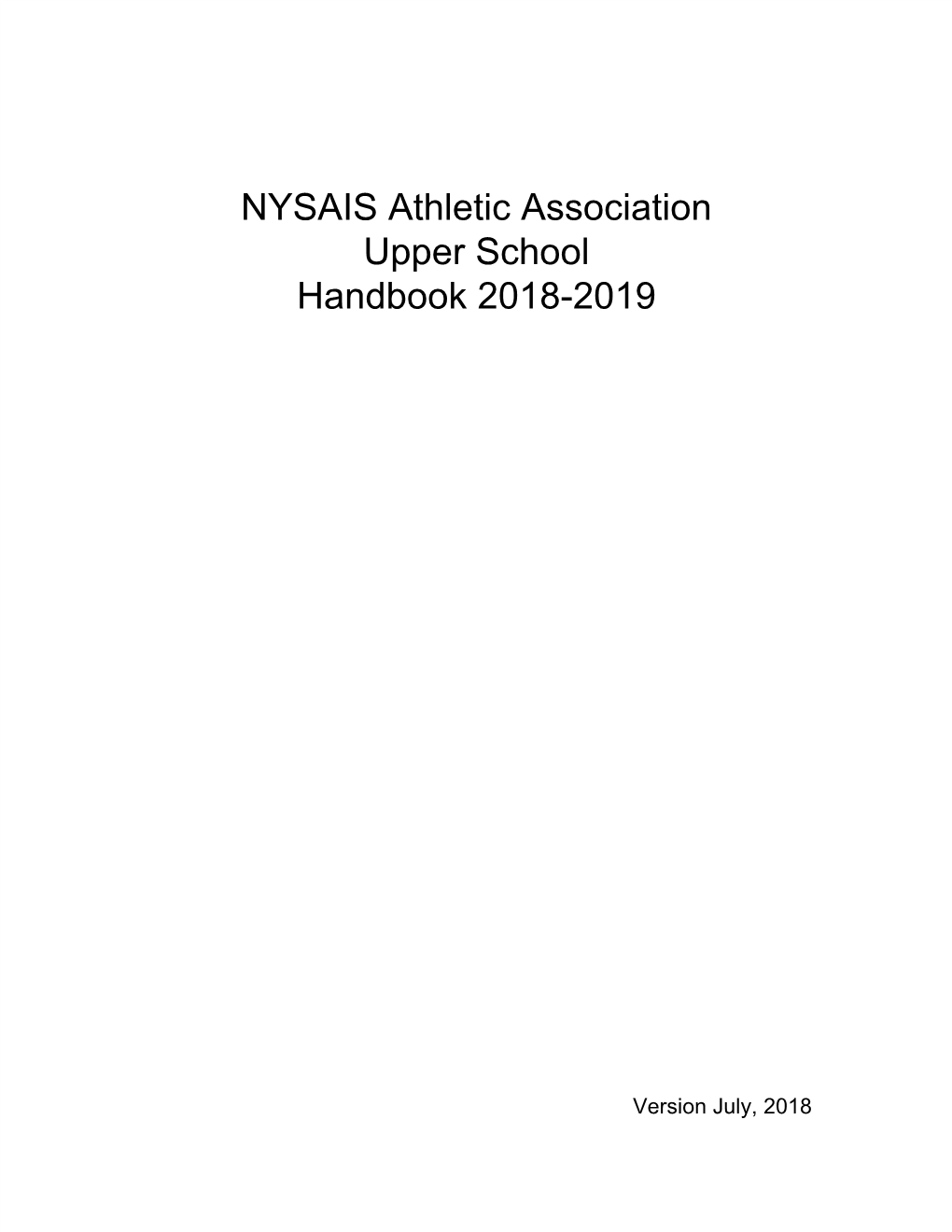 NYSAIS Athletic Association Upper School Handbook 2018-2019