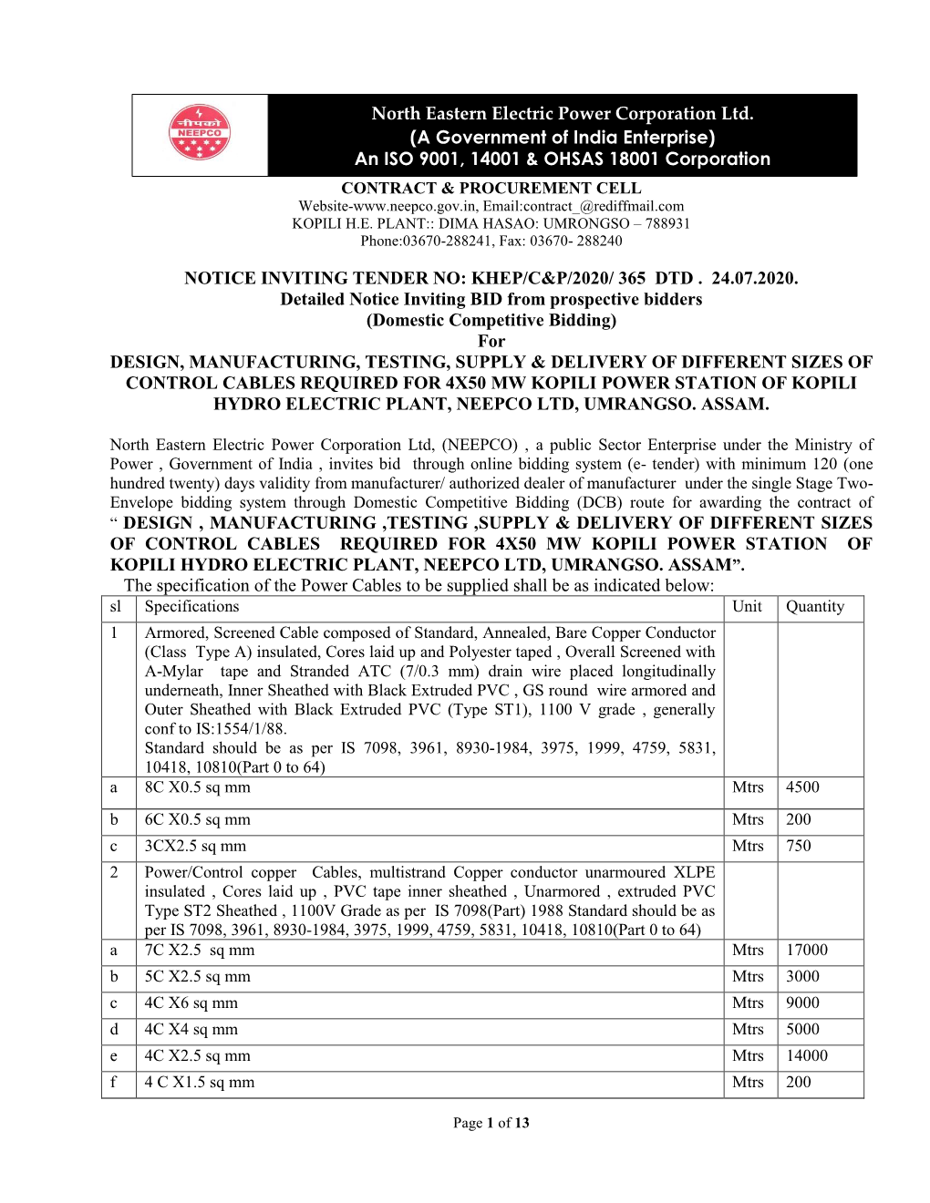 365 DTD . 24.07.2020. Detailed Notice Inviting BID from Prospective Bidders