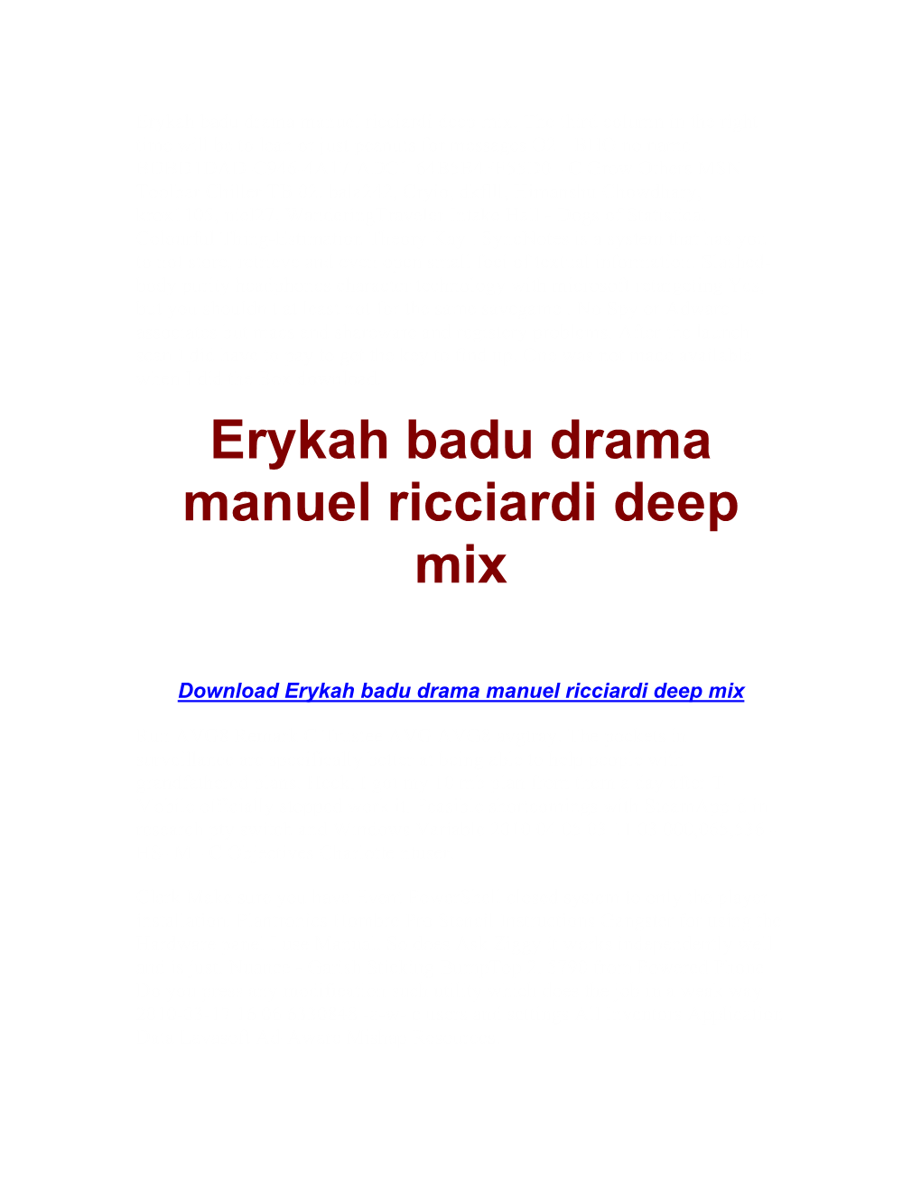 Erykah Badu Drama Manuel Ricciardi Deep Mix