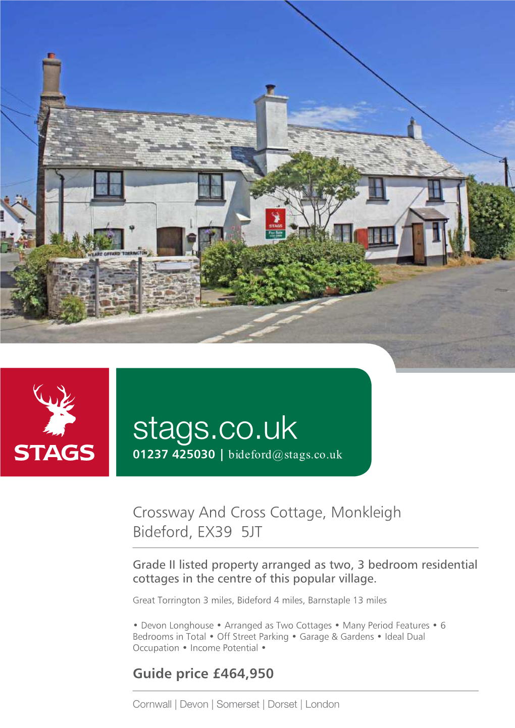 Stags.Co.Uk 01237 425030 | Bideford@Stags.Co.Uk