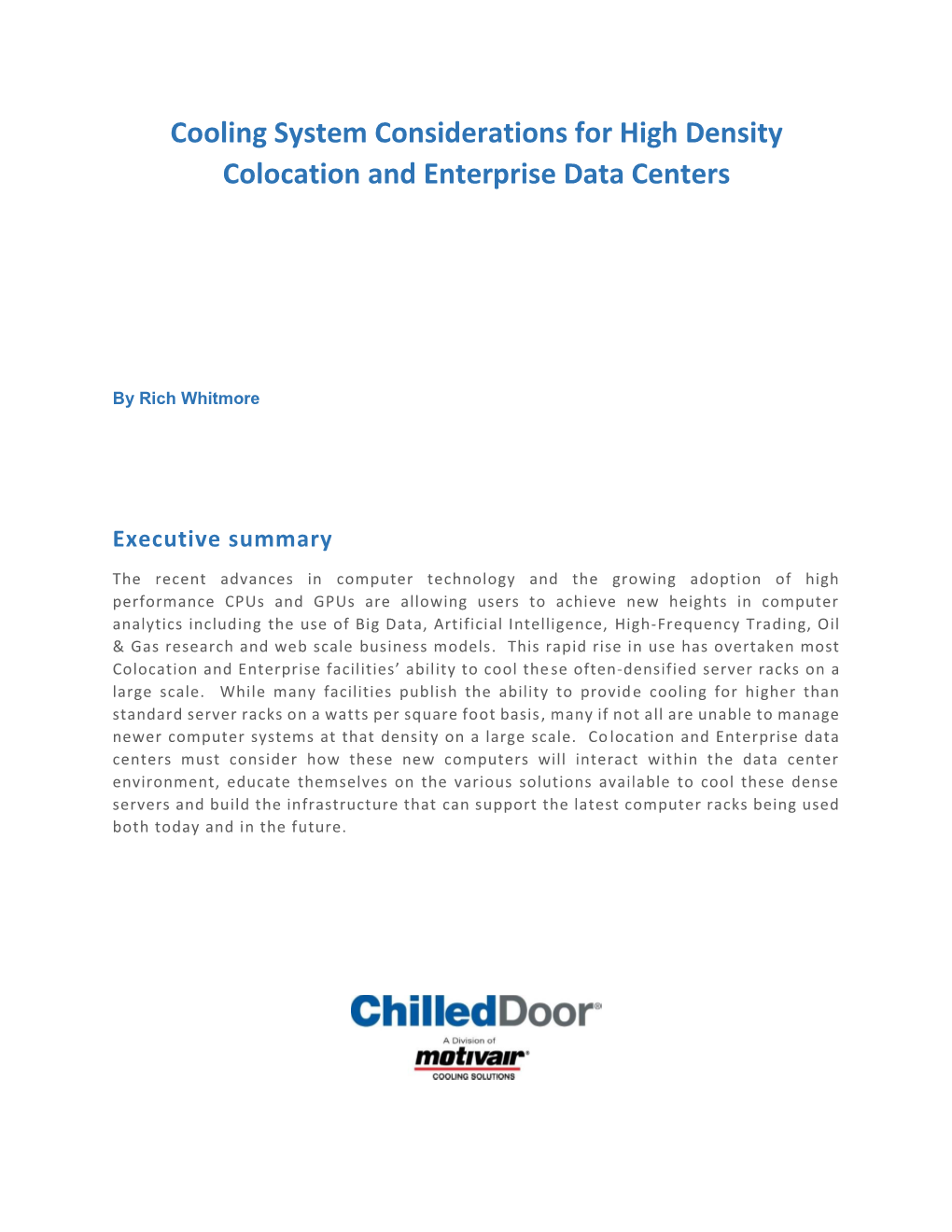 Motivair Cooling Solutions Report