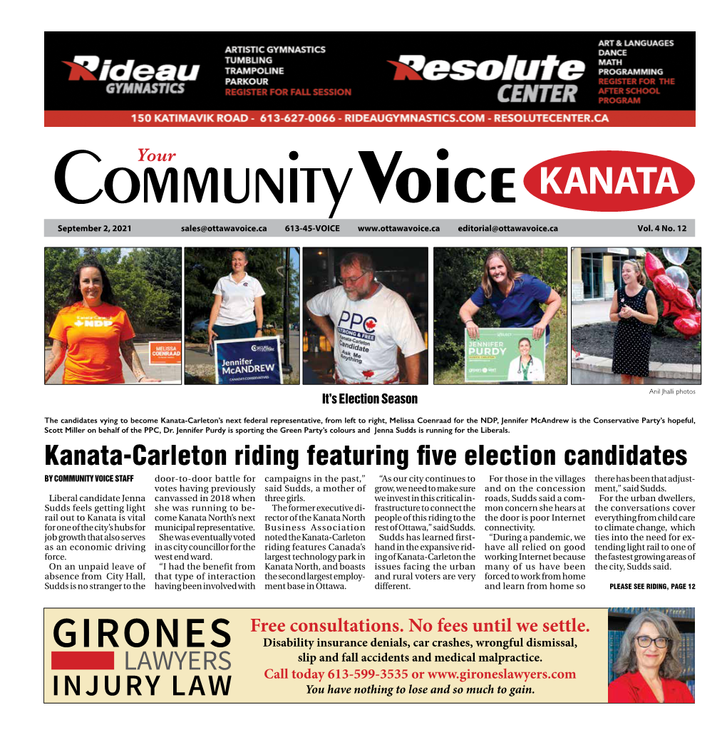 KANATA September 2, 2021 Sales@Ottawavoice.Ca 613-45-VOICE Editorial@Ottawavoice.Ca Vol