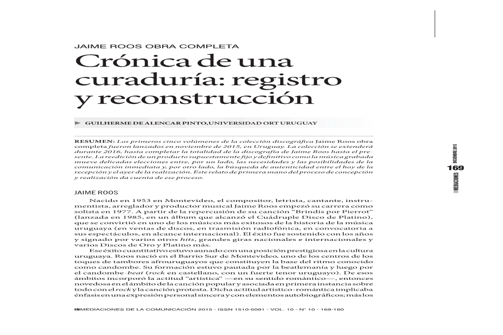 Crónica De Una Curaduría: Registro Y Reconstrucción