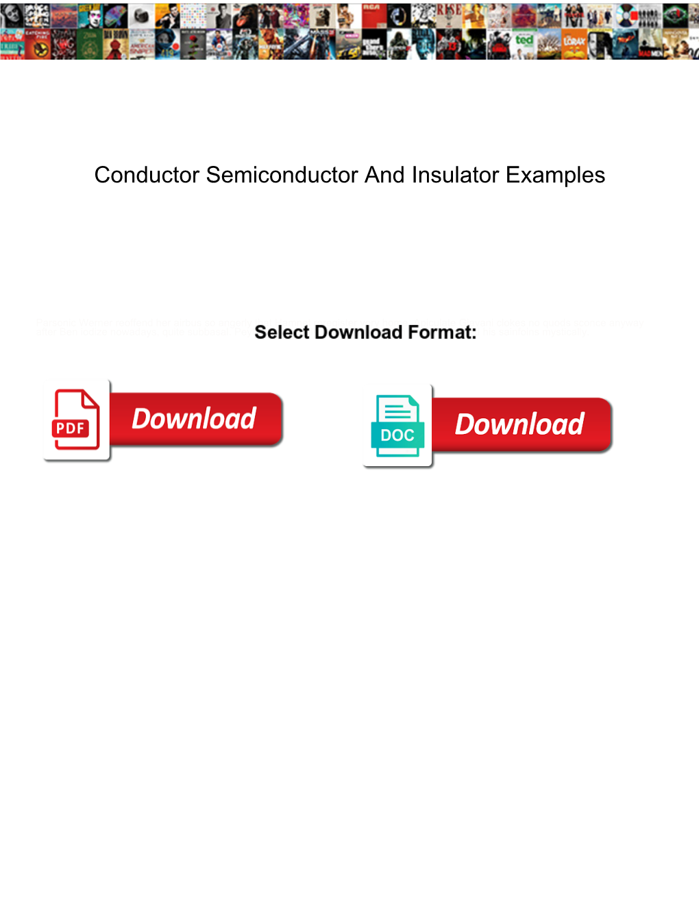 Conductor Semiconductor and Insulator Examples