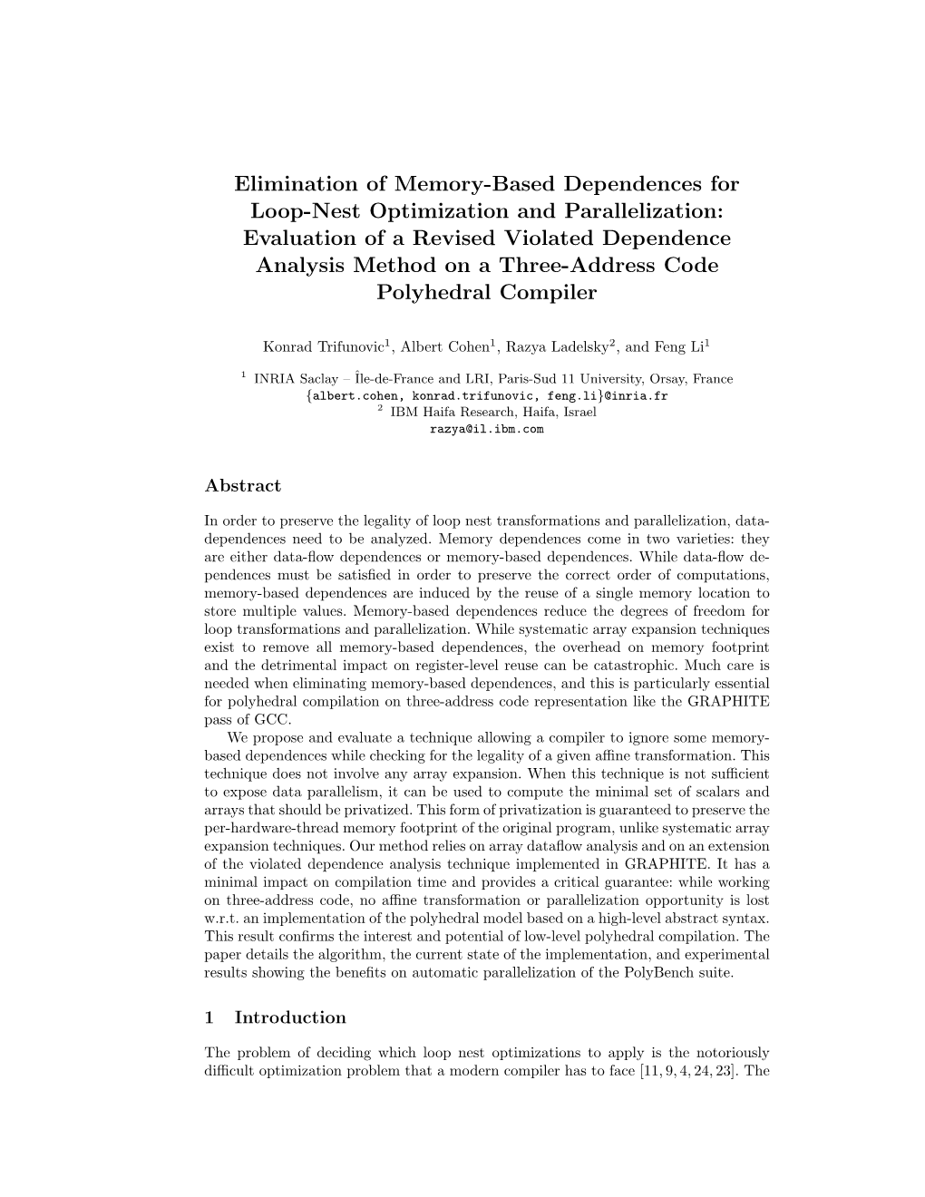 Elimination of Memory-Based Dependences For