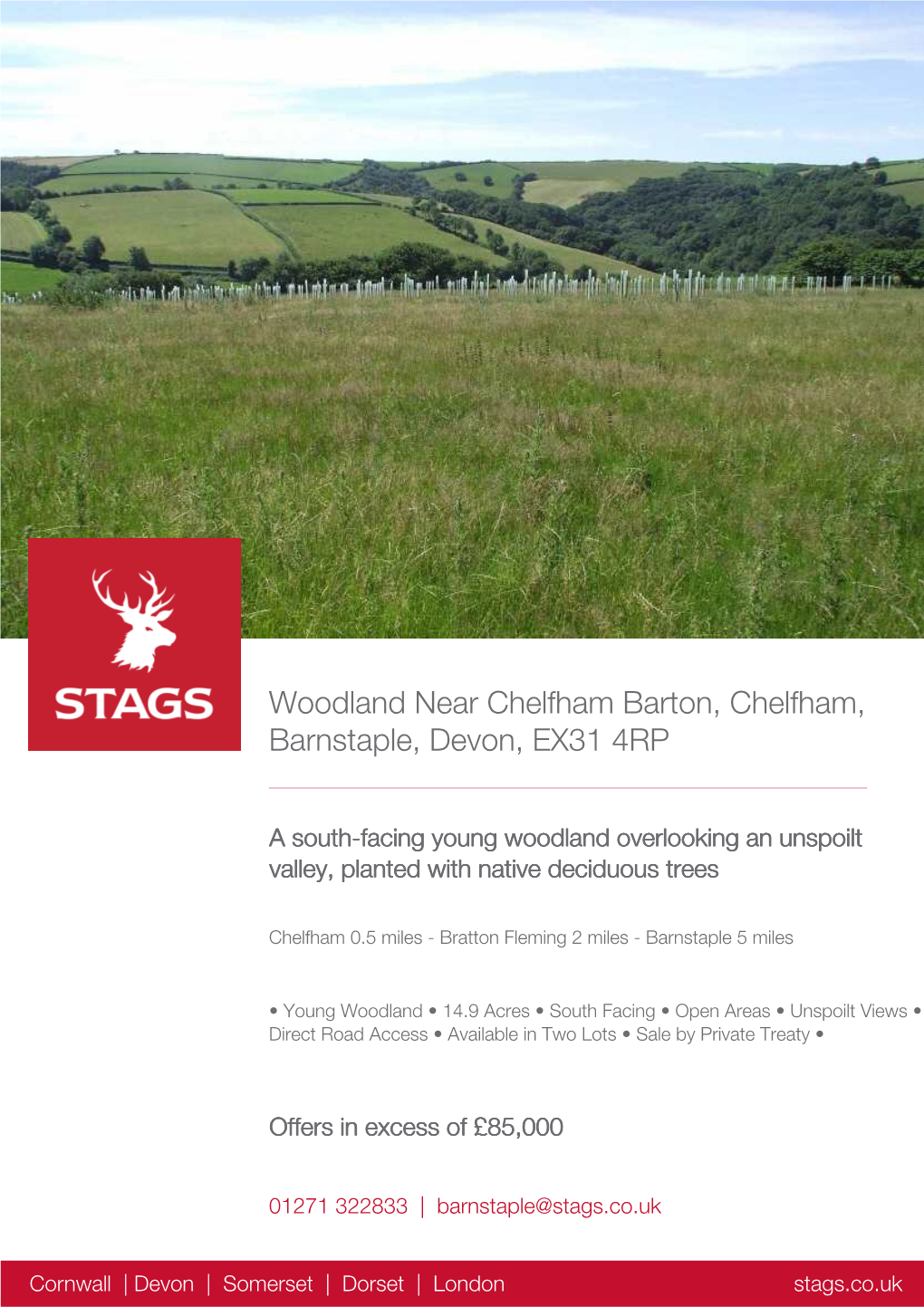 Woodland Near Chelfham Barton, Chelfham, Barnstaple, Devon, EX31 4RP