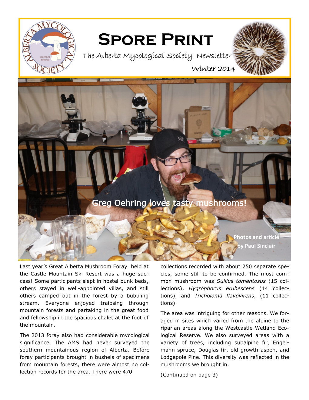 Spore Print the Alberta Mycological Society Newsletter Winter 2014