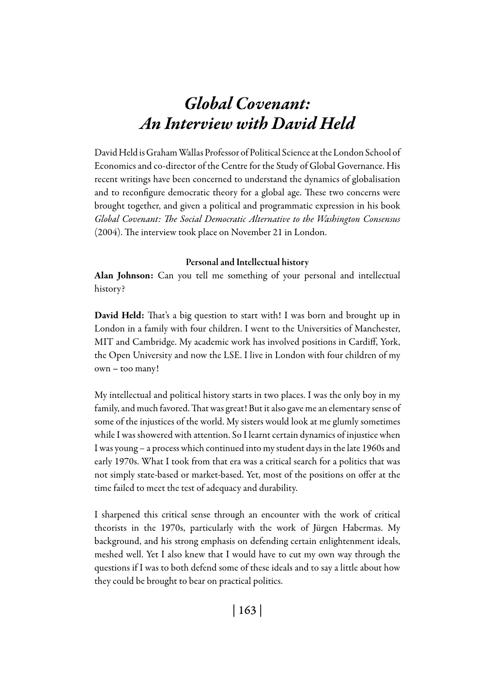 Global Covenant: an Interview with David Held