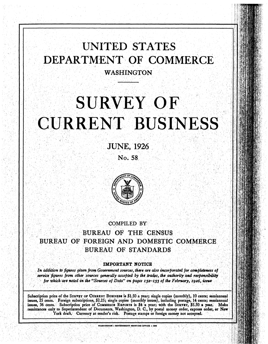 Survey of Current Business June 1926