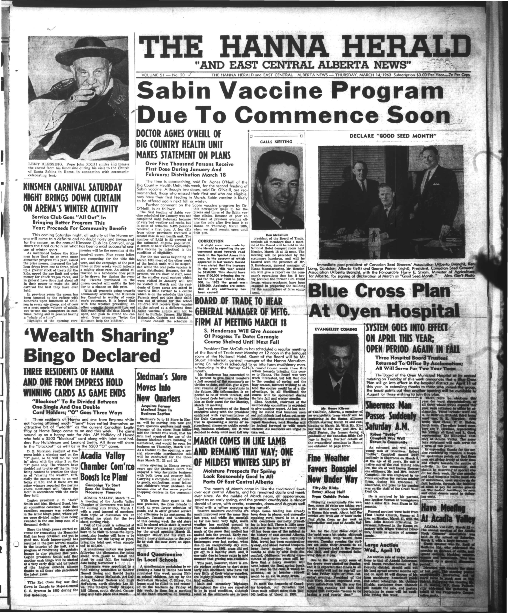 Sabin Vaccine 1 'Due to Commence S #R*