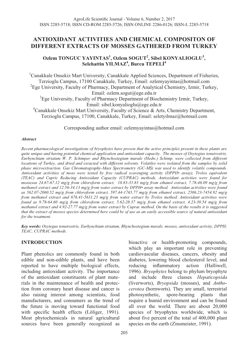 ANTIOXIDANT ACTIVITIES and CHEMICAL COMPOSITON of Municipal Sewage Sludge on the Quality of Soil and Characteristics in Lithuania’S Wastewater Treatment Crops