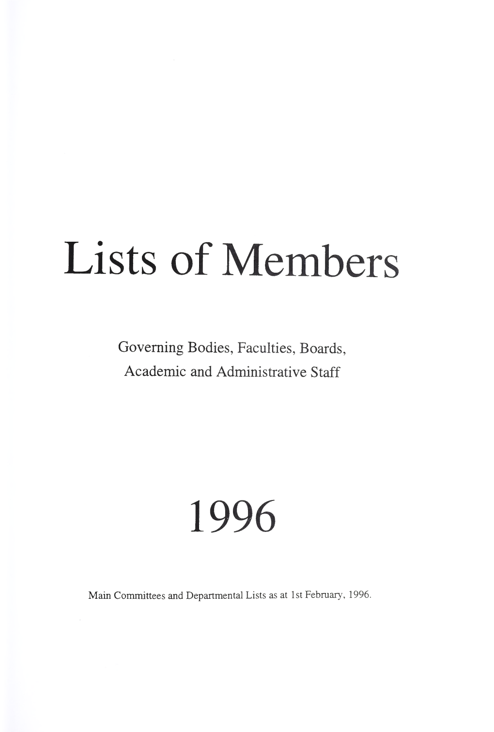 Lists of Members 1996