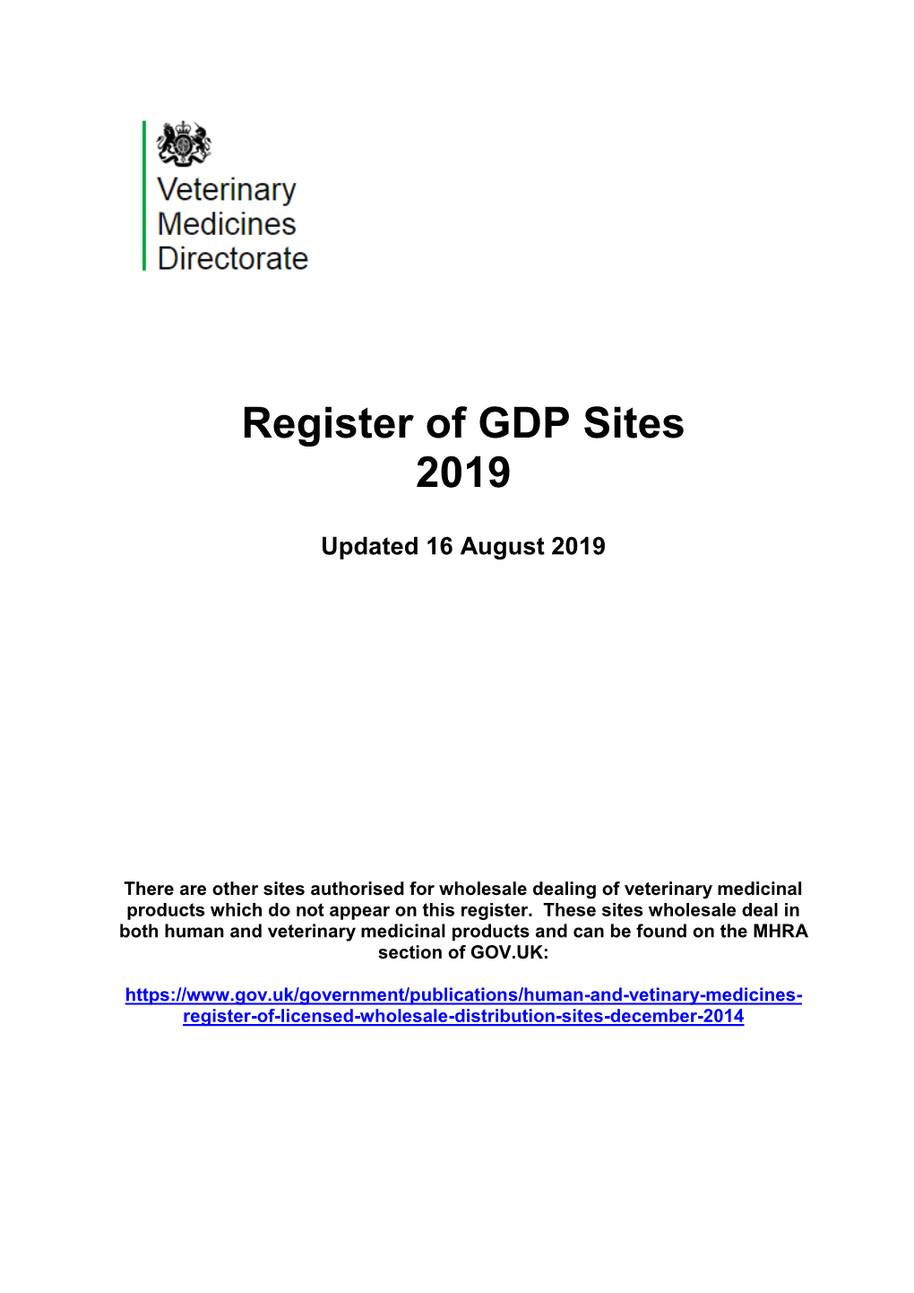 Register of GDP Sites 2019