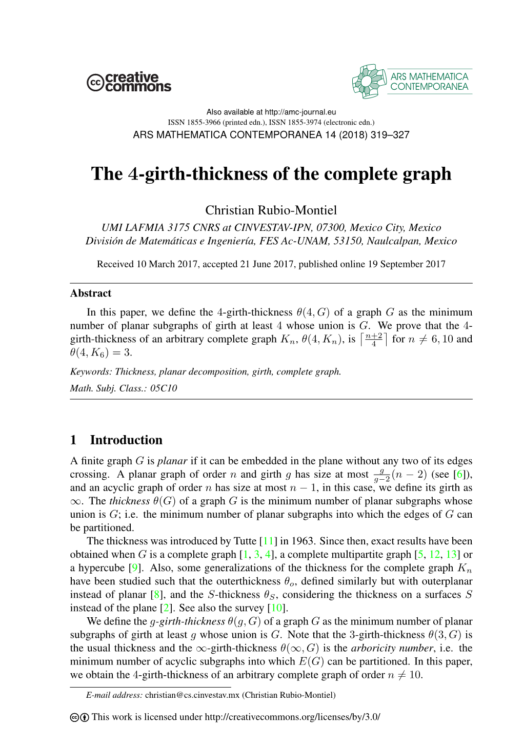 The 4-Girth-Thickness of the Complete Graph