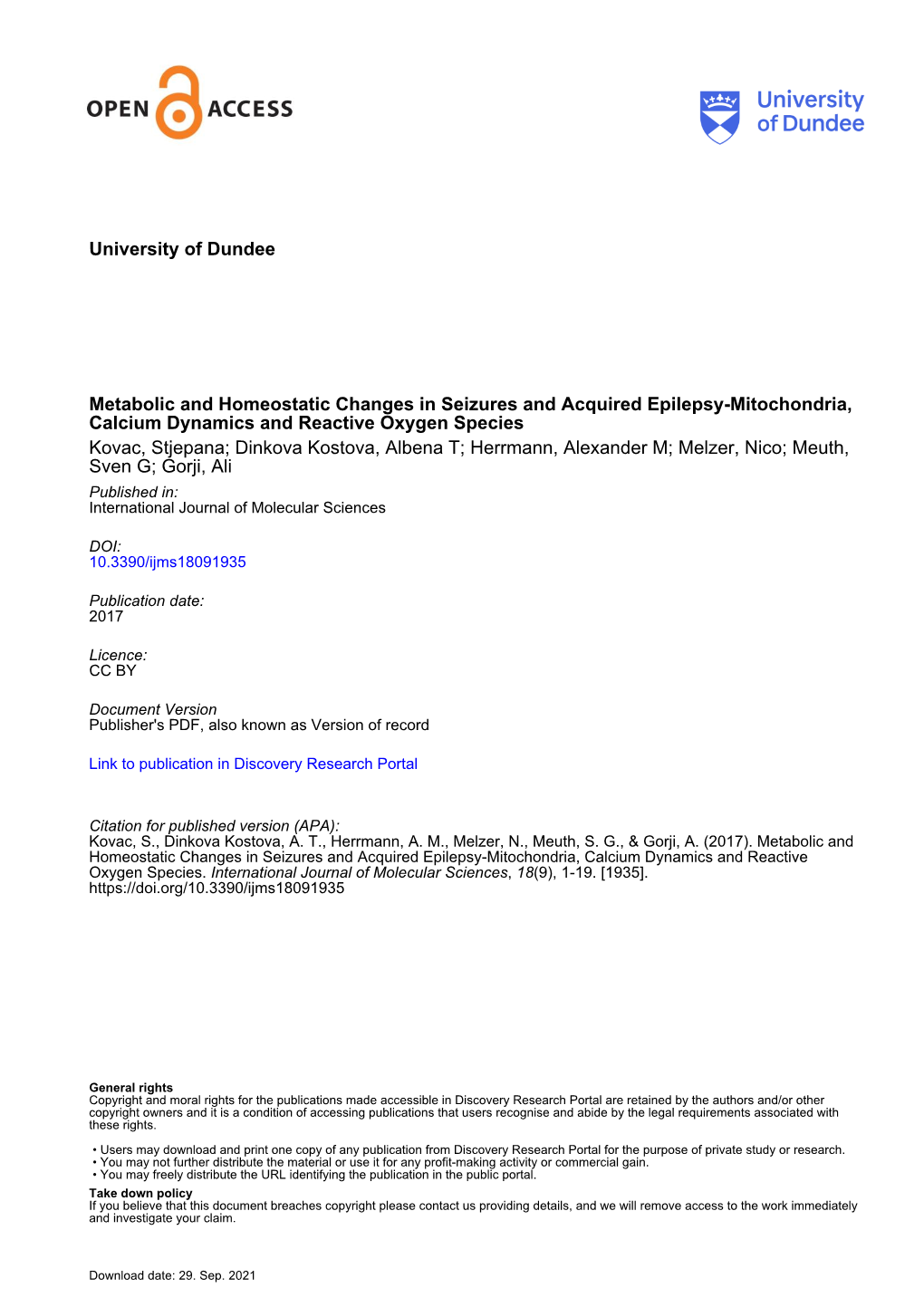 Metabolic and Homeostatic Changes In