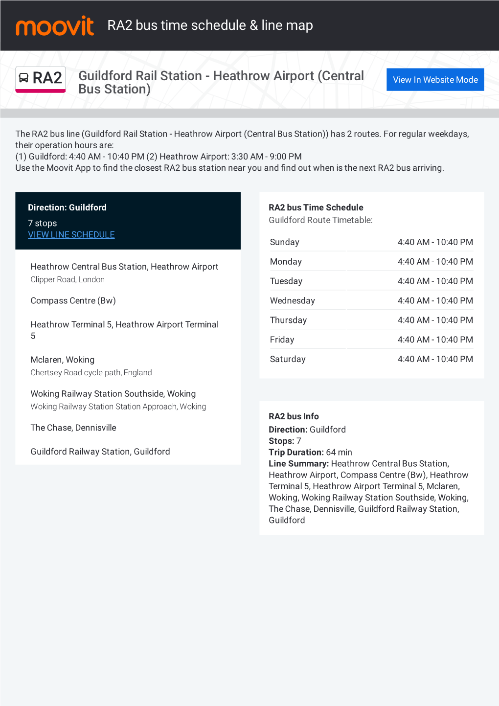 RA2 Bus Time Schedule & Line Route