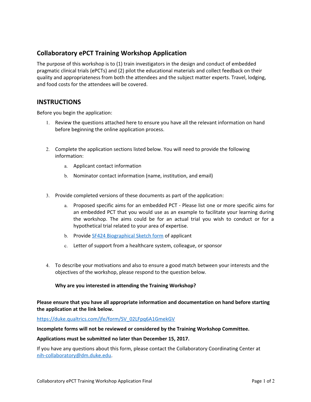 Collaboratory Epct Training Workshop Application