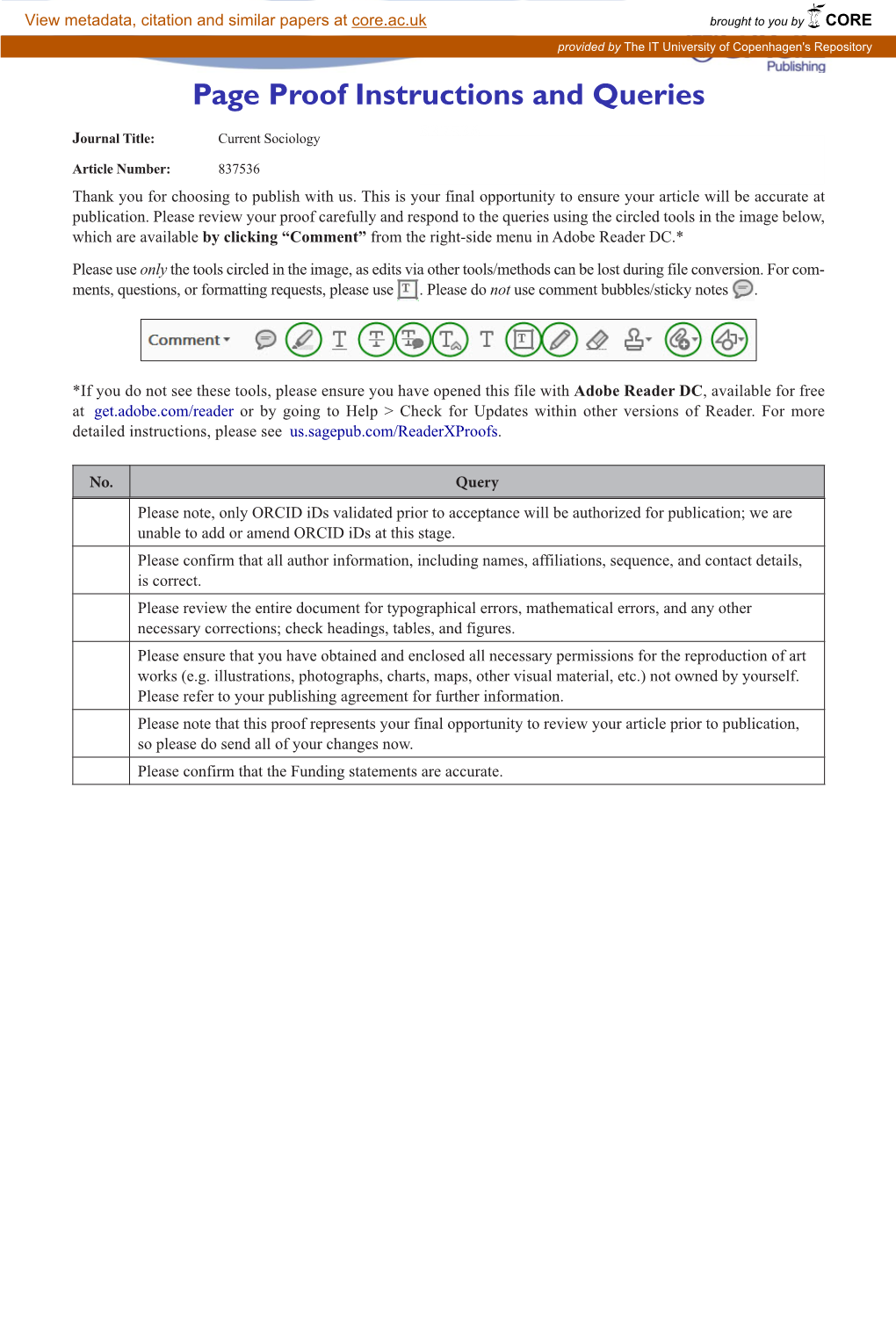 Page Proof Instructions and Queries