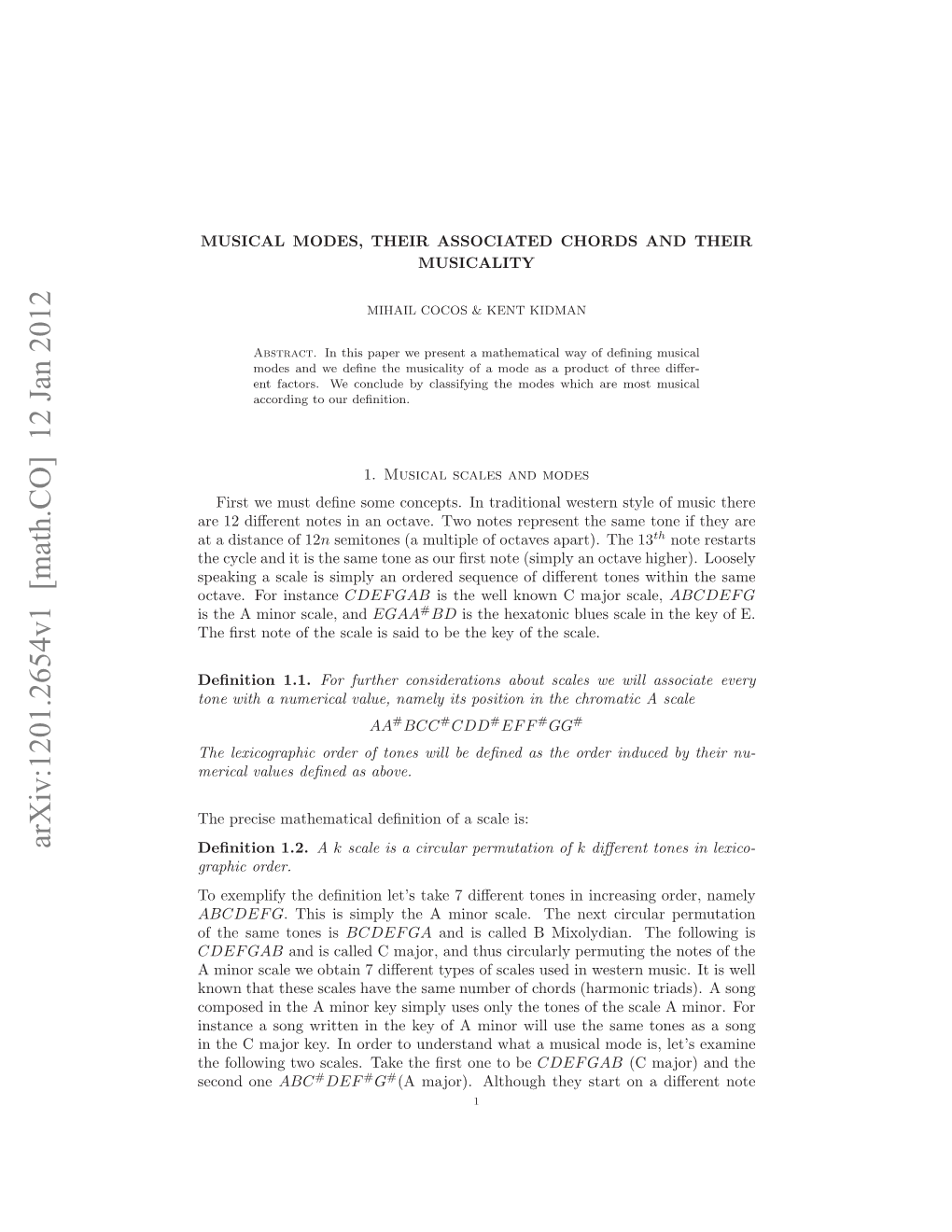 Musical Modes, Their Associated Chords and Their Musicality 3