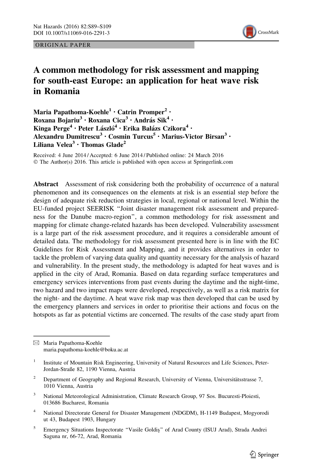 An Application for Heat Wave Risk in Romania