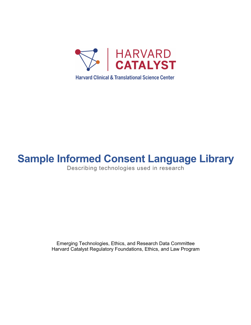 Sample Informed Consent Language Library Describing Technologies Used in Research