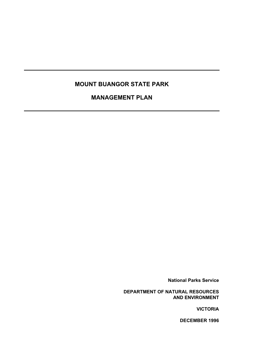Mount Buangor State Park Management Plan