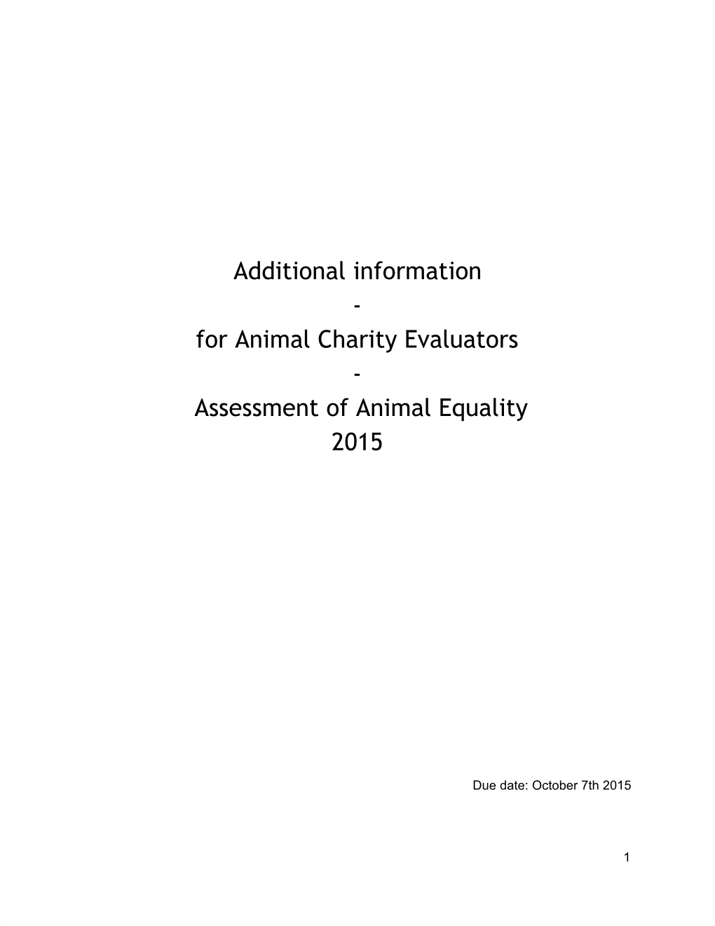 Assessment of Animal Equality 2015