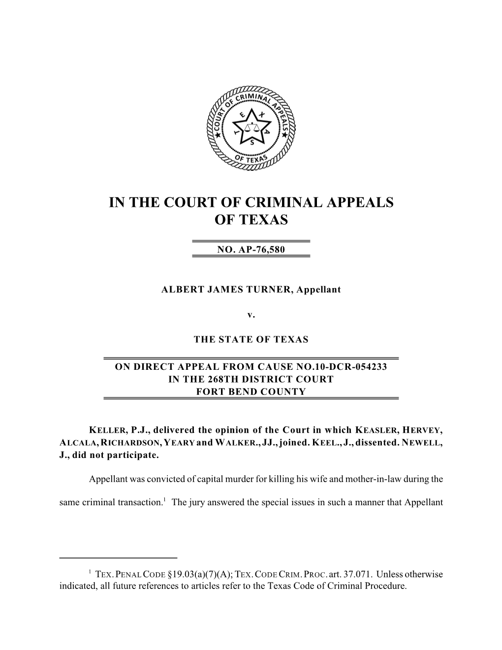 In the Court of Criminal Appeals of Texas