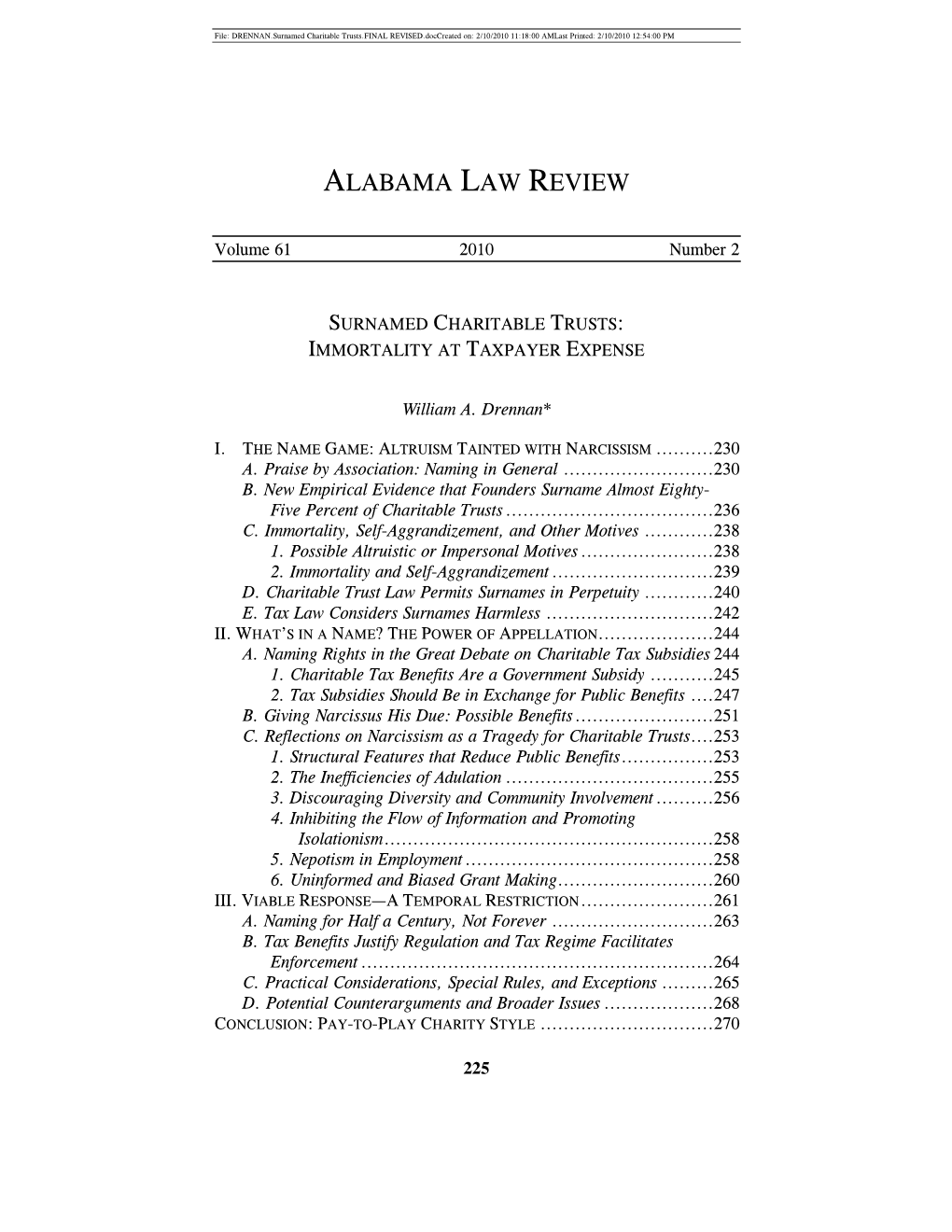 Surnamed Charitable Trusts.FINAL REVISED.Doccreated On: 2/10/2010 11:18:00 Amlast Printed: 2/10/2010 12:54:00 PM