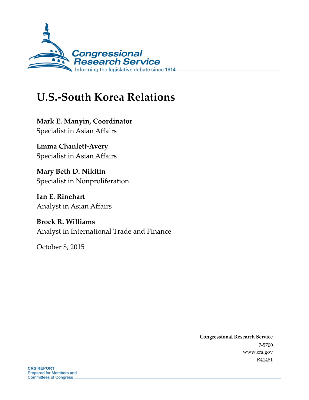 U.S.-South Korea Relations