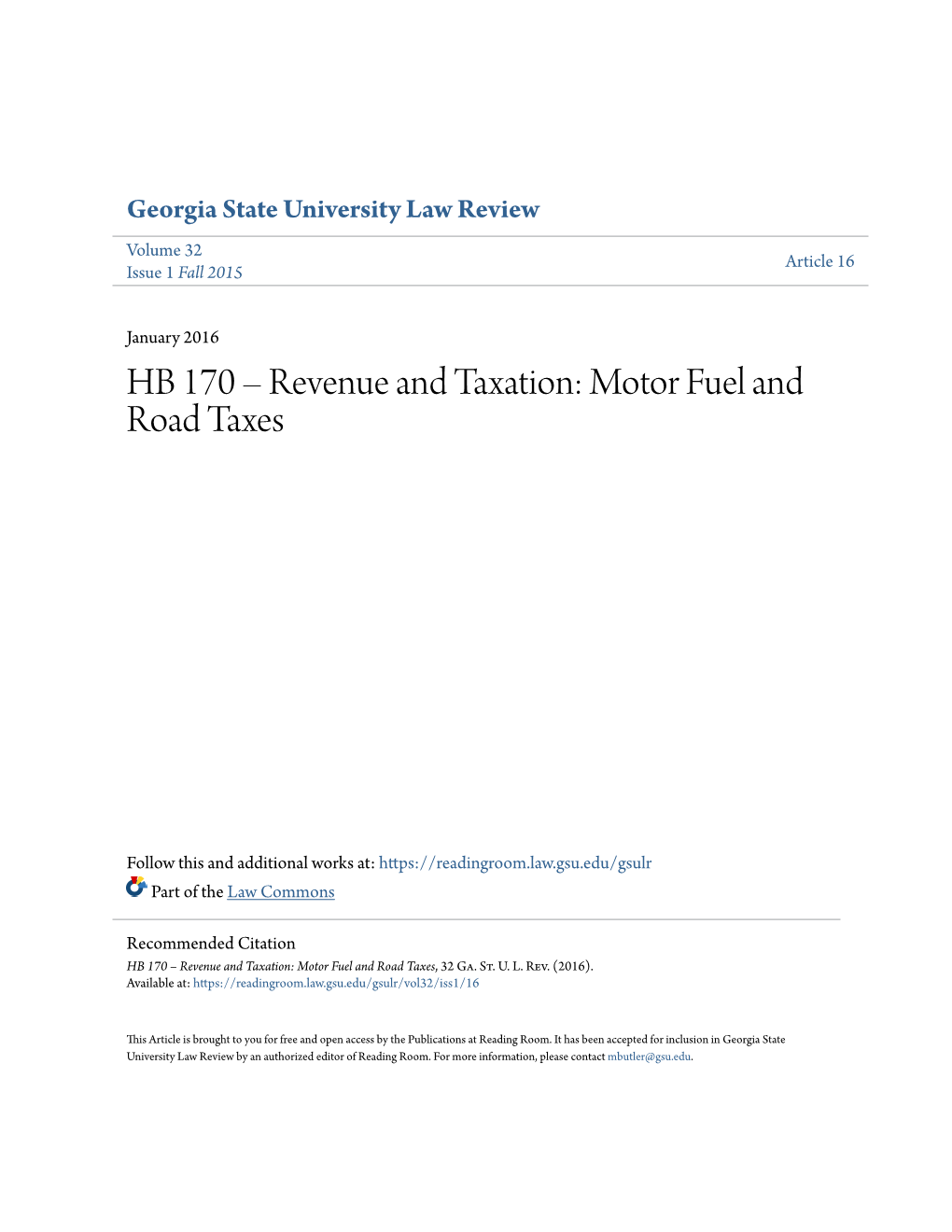 Motor Fuel and Road Taxes