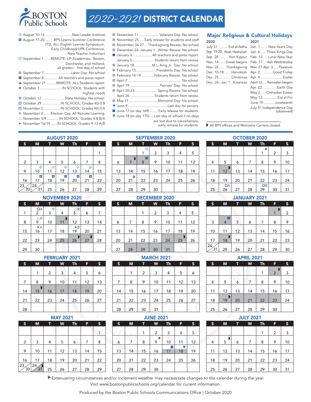 2020–2021District Calendar