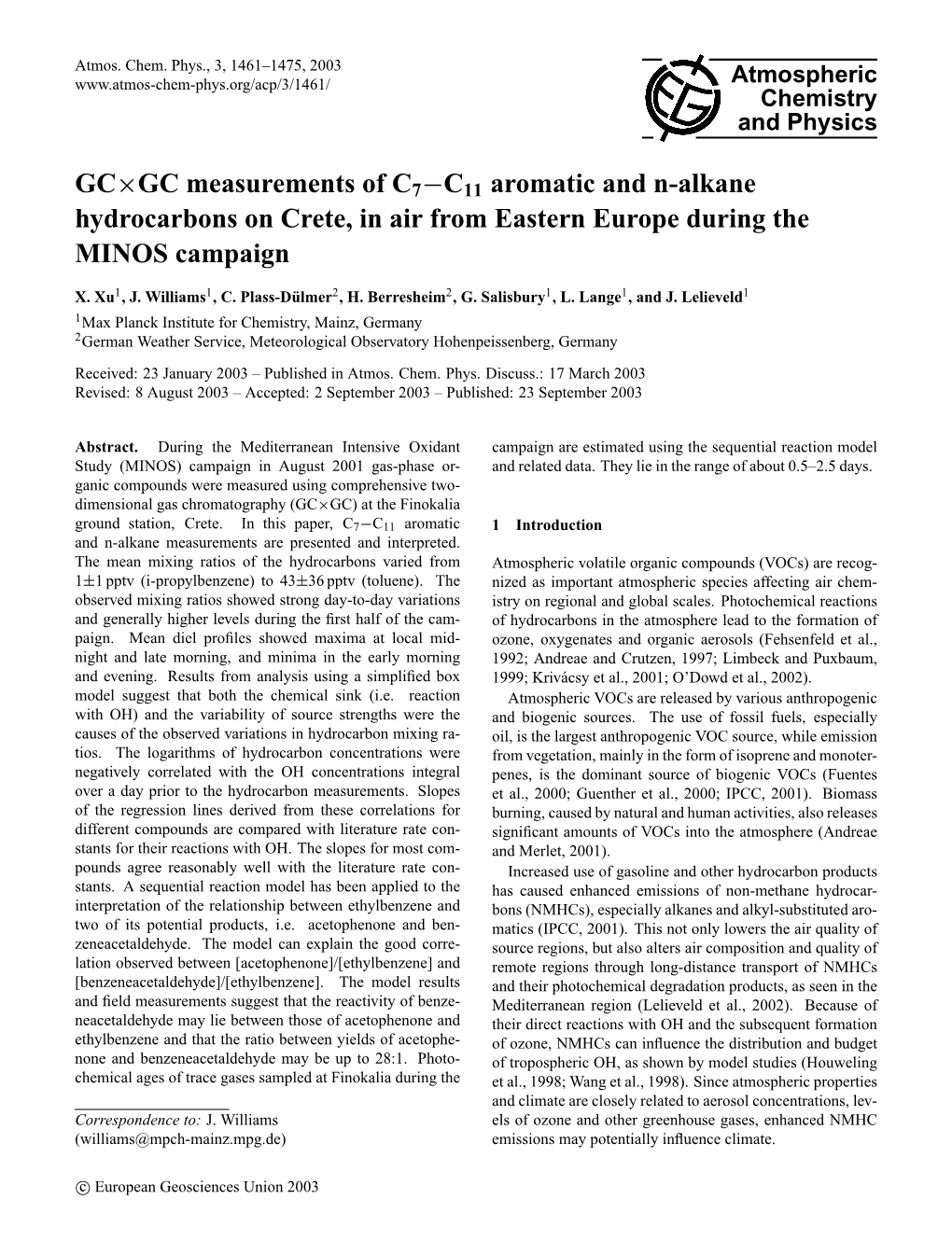 C11 Aromatic and N-Alkane Hydrocarbons on Crete, in Air from Eastern Europe During the MINOS Campaign