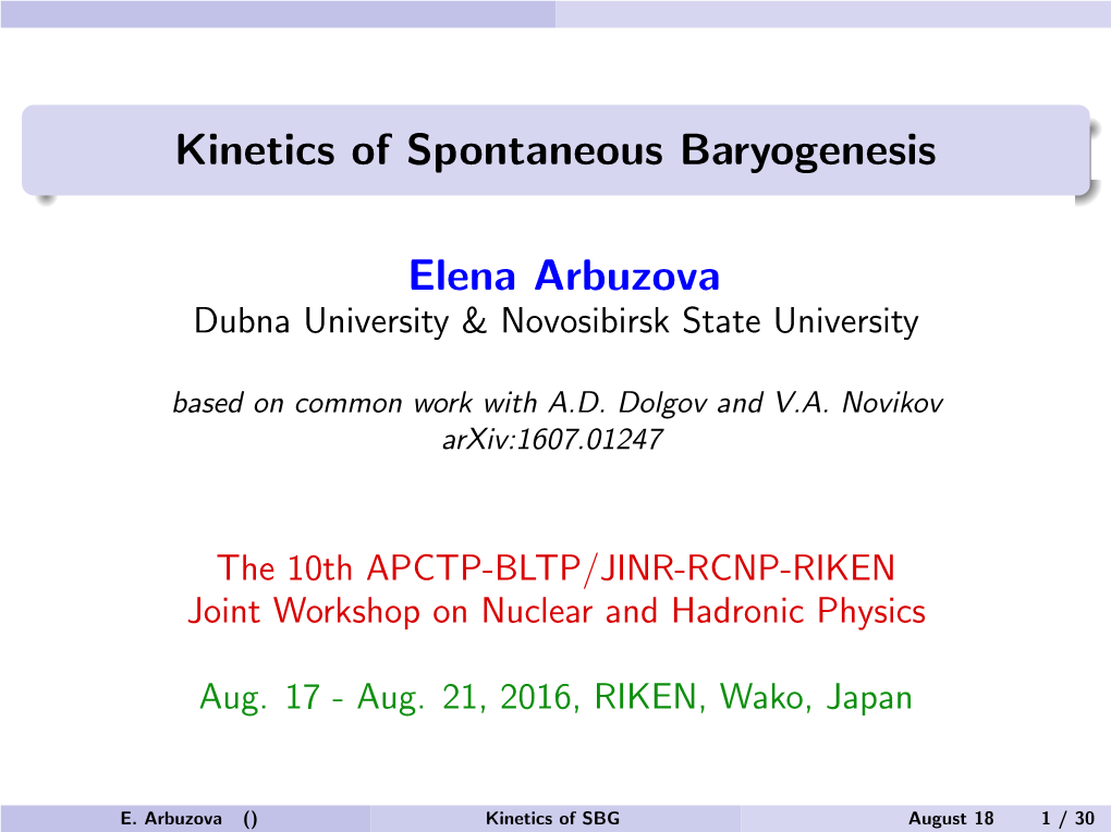 Kinetics of Spontaneous Baryogenesis