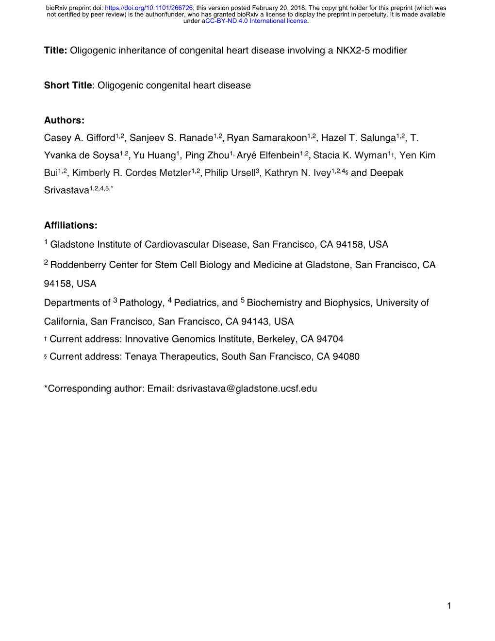 Oligogenic Inheritance of Congenital Heart Disease Involving a NKX2-5 Modifier