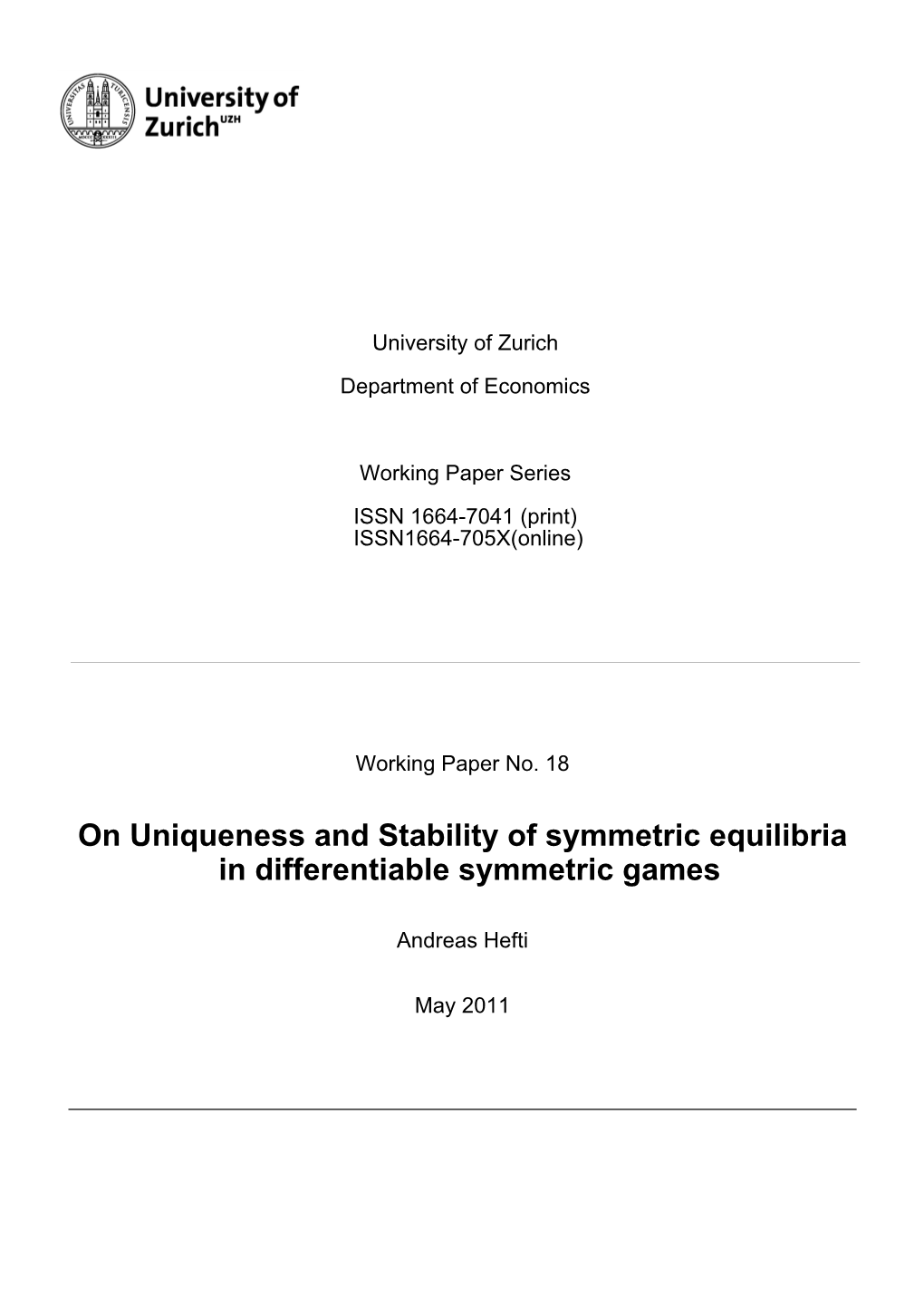 On Uniqueness and Stability of Symmetric Equilibria in Differentiable Symmetric Games