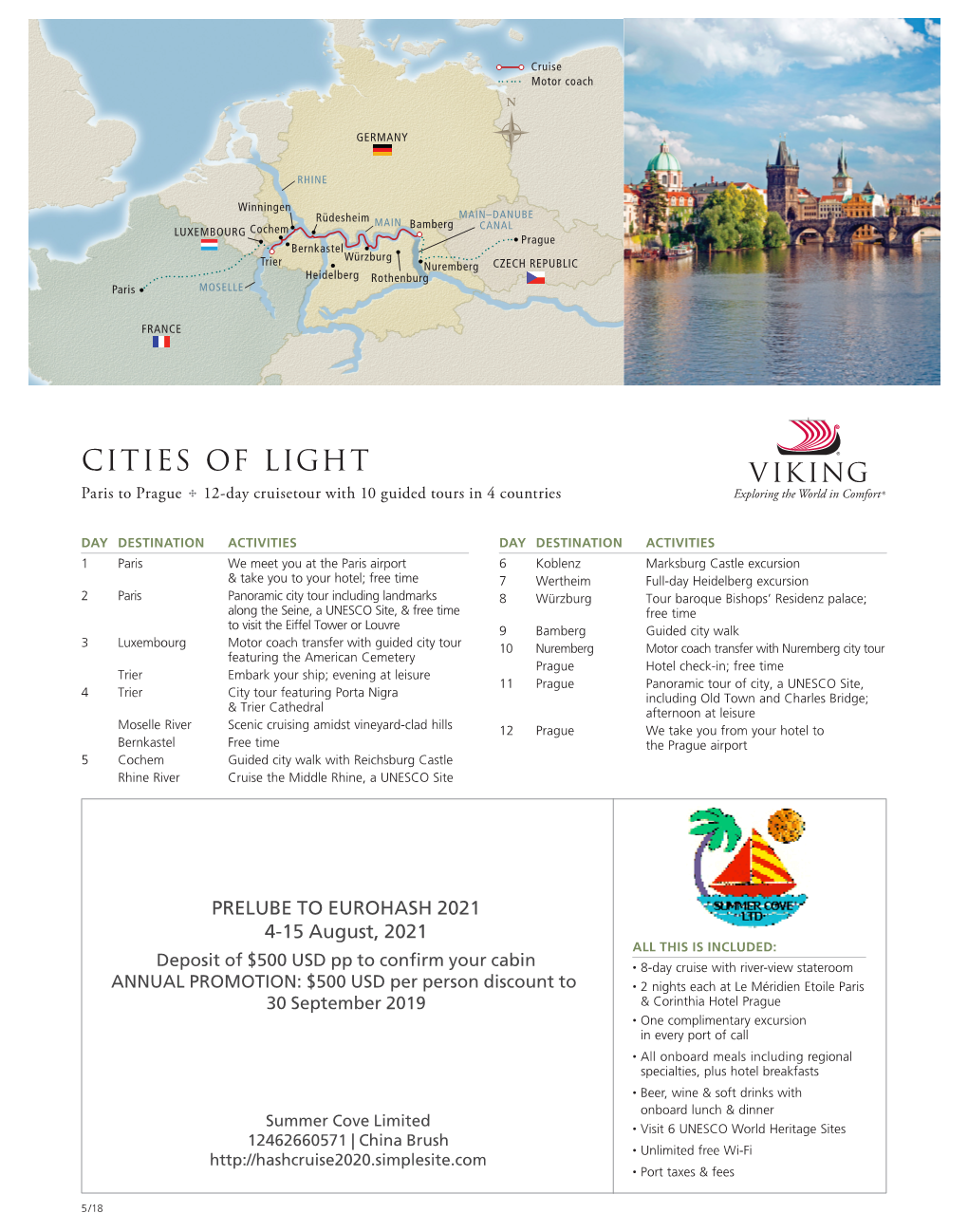 CITIES of LIGHT Paris to Prague  12-Day Cruisetour with 10 Guided Tours in 4 Countries