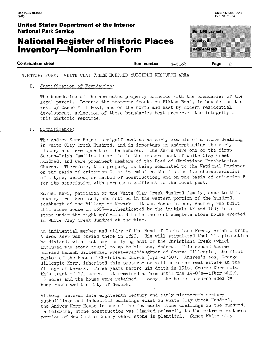 National Register of Historic Places Inventory Nomination Form